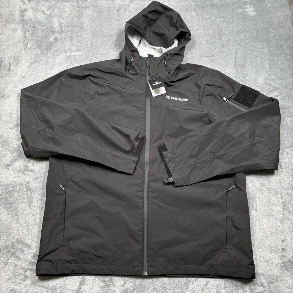 Baerskin Tactical Rain Jacket Hoodie Men's Size L/M Black Gorpcore Hiking NWT